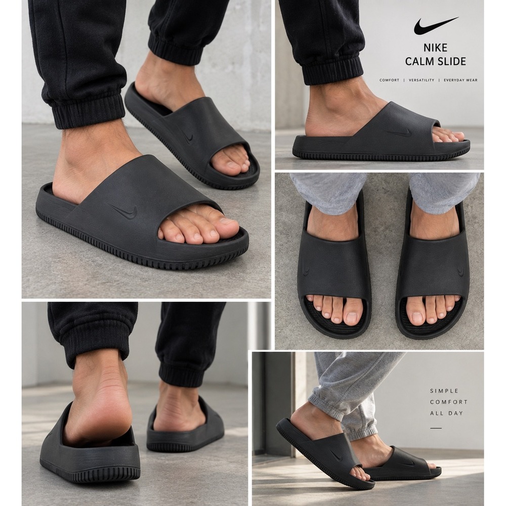 Nike Calm Slide Black Anthracite Mens Size 13 FD4116-001 Sandals Slip On